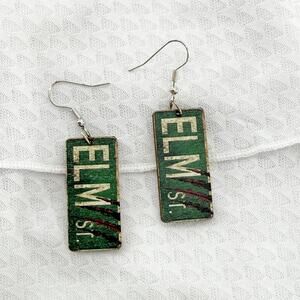 Elm Street Sign Dangle Earrings, Nightmare On Elm St Scary Movie Inspired